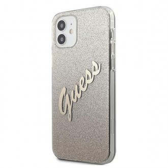Guess GUHCP12SPCUGLSGO iPhone 12 mini 5,4&quot; zlatý/zlatý pevný obal Glitter Gradient Script