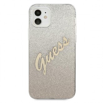 Guess GUHCP12SPCUGLSGO iPhone 12 mini 5,4&quot; zlatý/zlatý pevný obal Glitter Gradient Script