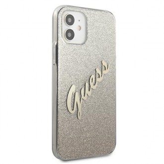 Guess GUHCP12SPCUGLSGO iPhone 12 mini 5,4&quot; zlatý/zlatý pevný obal Glitter Gradient Script