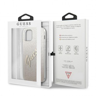 Guess GUHCP12SPCUGLSGO iPhone 12 mini 5,4&quot; zlatý/zlatý pevný obal Glitter Gradient Script