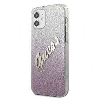 Guess GUHCP12SPCUGLSPI iPhone 12 mini 5,4&quot; růžové/růžové pevné pouzdro Glitter Gradient Script