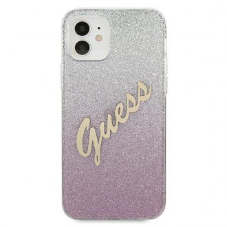 Guess GUHCP12SPCUGLSPI iPhone 12 mini 5,4&quot; růžové/růžové pevné pouzdro Glitter Gradient Script