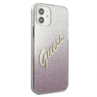 Guess GUHCP12SPCUGLSPI iPhone 12 mini 5,4&quot; růžové/růžové pevné pouzdro Glitter Gradient Script