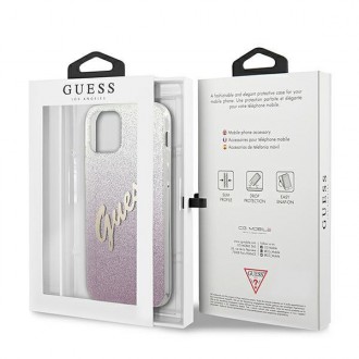 Guess GUHCP12SPCUGLSPI iPhone 12 mini 5,4&quot; růžové/růžové pevné pouzdro Glitter Gradient Script