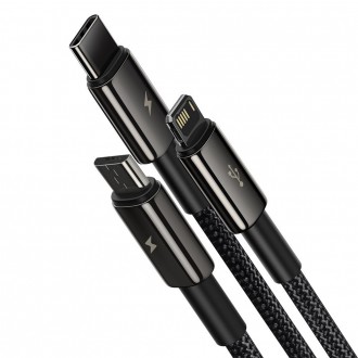 Baseus Tungsten kabel 3v1 USB - USB typu C / Lightning / micro USB 3,5 A 1,5 m černý (CAMLTWJ-01)