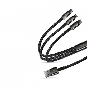 Baseus Tungsten kabel 3v1 USB - USB typu C / Lightning / micro USB 3,5 A 1,5 m černý (CAMLTWJ-01)