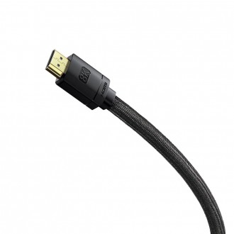 Kabel Baseus HDMI 2.1 8K 60 Hz 48 Gbps / 4K 120 Hz / 2K 144 Hz 3D eARC QMS Dynamic HDR VRR ALLM 3 m černý (CAKGQ-L01)
