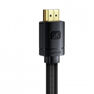 Kabel Baseus HDMI 2.1 8K 60 Hz 48 Gbps / 4K 120 Hz / 2K 144 Hz 3D eARC QMS Dynamic HDR VRR ALLM 3 m černý (CAKGQ-L01)