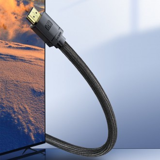 Kabel Baseus HDMI 2.1 8K 60 Hz 48 Gbps / 4K 120 Hz / 2K 144 Hz 3D eARC QMS Dynamic HDR VRR ALLM 3 m černý (CAKGQ-L01)