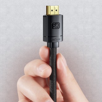 Kabel Baseus HDMI 2.1 8K 60 Hz 48 Gbps / 4K 120 Hz / 2K 144 Hz 3D eARC QMS Dynamic HDR VRR ALLM 3 m černý (CAKGQ-L01)