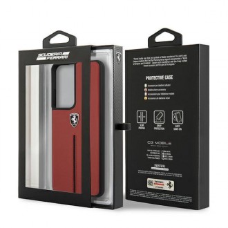Ferrari FEOSIHCS21LRE S21 Ultra G998 červené/červené pevné pouzdro Off Track Leather Nylon Stripe