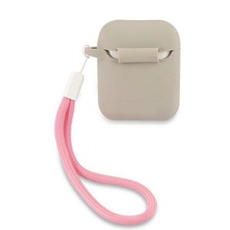 Guess GUACA2LSVSGP kryt AirPods šedý růžový/šedorůžový silikonový Vintage
