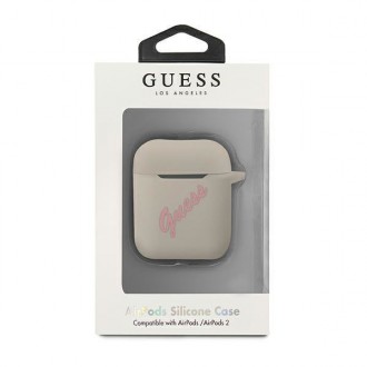 Guess GUACA2LSVSGP kryt AirPods šedý růžový/šedorůžový silikonový Vintage