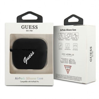 Guess GUACAPLSVSBW kryt AirPods Pro černo/bílý silikonový Vintage
