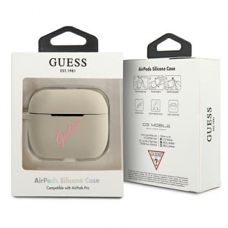 Guess GUACAPLSVSGP kryt AirPods Pro šedý růžový/šedorůžový Silikonový Vintage