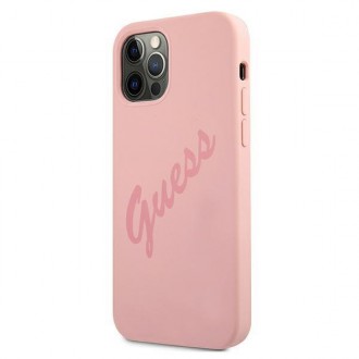 Guess GUHCP12LLSVSPI iPhone 12 Pro Max 6,7&quot; růžové/růžové pevné pouzdro Script Vintage