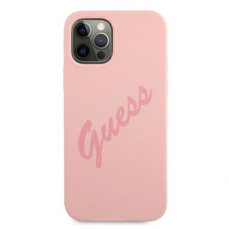 Guess GUHCP12LLSVSPI iPhone 12 Pro Max 6,7&quot; růžové/růžové pevné pouzdro Script Vintage