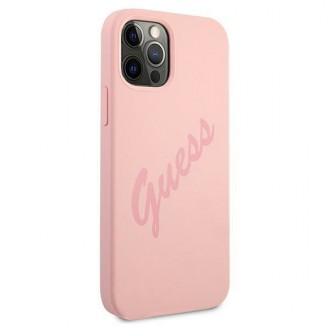 Guess GUHCP12LLSVSPI iPhone 12 Pro Max 6,7&quot; růžové/růžové pevné pouzdro Script Vintage