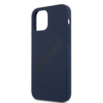 Guess GUHCP12MLSVSBL iPhone 12/12 Pro 6,1&quot; modro/modré pevné pouzdro Script Vintage