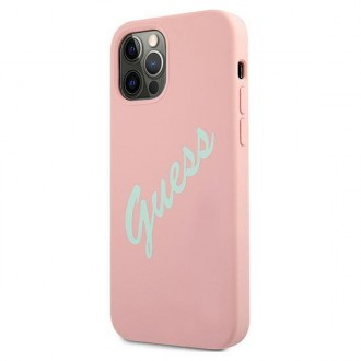 Guess GUHCP12MLSVSPG iPhone 12/12 Pro 6,1&quot; růžově zelený/zelený růžový pevný obal silikonový Vintage