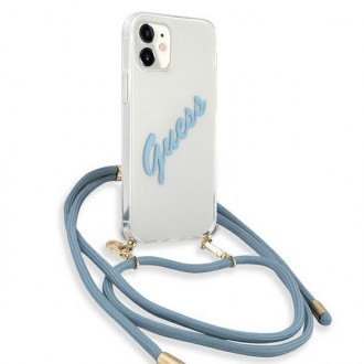 Guess GUHCP12SCRTVSBL iPhone 12 mini 5,4&quot; modro/modré pevné pouzdro Script Vintage