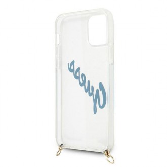 Guess GUHCP12SCRTVSBL iPhone 12 mini 5,4&quot; modro/modré pevné pouzdro Script Vintage