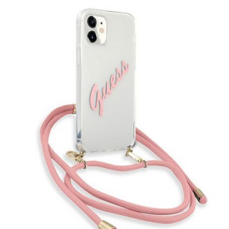 Guess GUHCP12SCRTVSPI iPhone 12 mini 5,4&quot; růžové/růžové pevné pouzdro Script Vintage