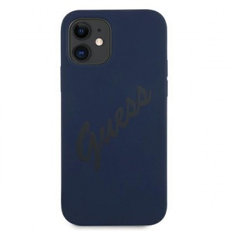 Guess GUHCP12SLSVSBL iPhone 12 mini 5,4&quot; modro/modré pevné pouzdro Script Vintage