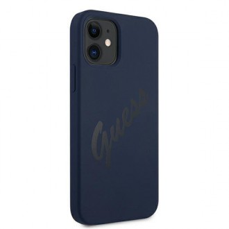 Guess GUHCP12SLSVSBL iPhone 12 mini 5,4&quot; modro/modré pevné pouzdro Script Vintage