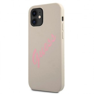 Guess GUHCP12SLSVSGP iPhone 12 mini 5,4&quot; šedý růžový/šedorůžový pevný obal silikonový Vintage