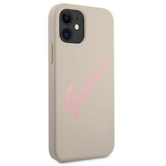 Guess GUHCP12SLSVSGP iPhone 12 mini 5,4&quot; šedý růžový/šedorůžový pevný obal silikonový Vintage