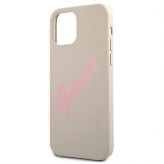 Guess GUHCP12SLSVSGP iPhone 12 mini 5,4&quot; šedý růžový/šedorůžový pevný obal silikonový Vintage