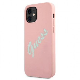 Guess GUHCP12SLSVSPG iPhone 12 mini 5,4&quot; růžově zelený/zelený růžový pevný obal silikonový Vintage