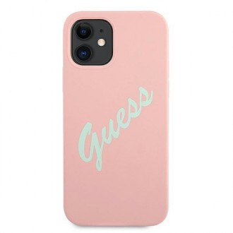 Guess GUHCP12SLSVSPG iPhone 12 mini 5,4&quot; růžově zelený/zelený růžový pevný obal silikonový Vintage