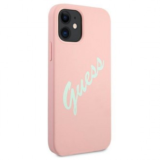 Guess GUHCP12SLSVSPG iPhone 12 mini 5,4&quot; růžově zelený/zelený růžový pevný obal silikonový Vintage