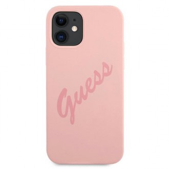 Guess GUHCP12SLSVSPI iPhone 12 mini 5,4&quot; růžové/růžové pevné pouzdro Script Vintage