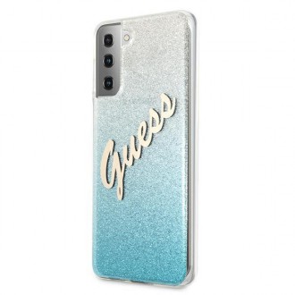 Guess GUHCS21MPCUGLSBL S21+ G996 modro/modré pevné pouzdro Glitter Gradient Script