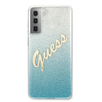 Guess GUHCS21MPCUGLSBL S21+ G996 modro/modré pevné pouzdro Glitter Gradient Script