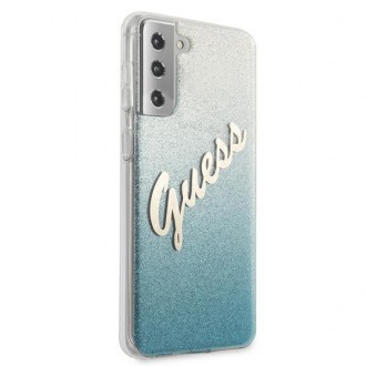 Guess GUHCS21MPCUGLSBL S21+ G996 modro/modré pevné pouzdro Glitter Gradient Script