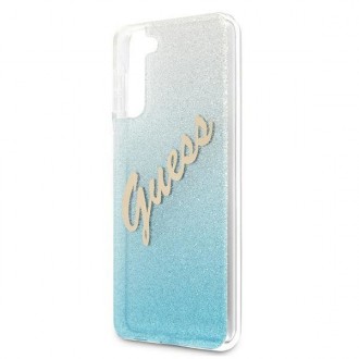 Guess GUHCS21MPCUGLSBL S21+ G996 modro/modré pevné pouzdro Glitter Gradient Script