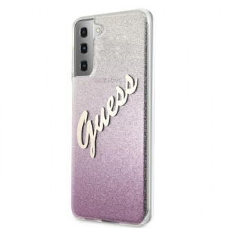 Guess GUHCS21MPCUGLSPI S21+ G996 růžové/růžové pevné pouzdro Glitter Gradient Script