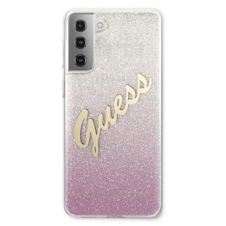 Guess GUHCS21MPCUGLSPI S21+ G996 růžové/růžové pevné pouzdro Glitter Gradient Script