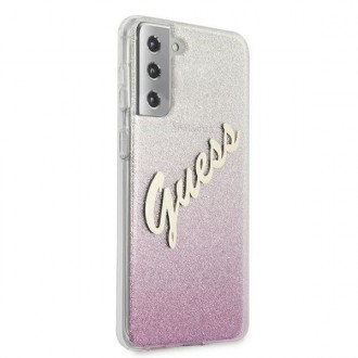 Guess GUHCS21MPCUGLSPI S21+ G996 růžové/růžové pevné pouzdro Glitter Gradient Script