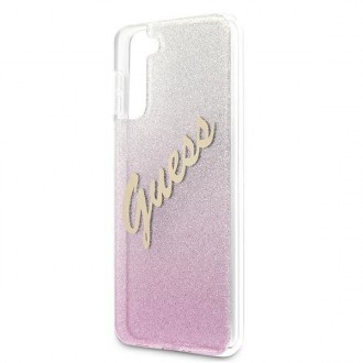 Guess GUHCS21MPCUGLSPI S21+ G996 růžové/růžové pevné pouzdro Glitter Gradient Script