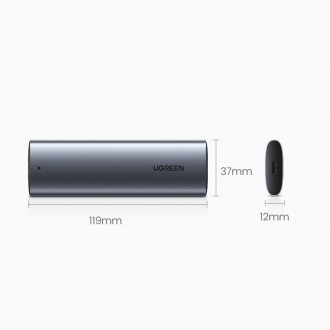 Ugreen M.2 SSD bay USB 3.2 Gen 2 drive (SuperSpeed USB 10 Gbps) + USB Type C cable 0.5m gray (CM400 10902)