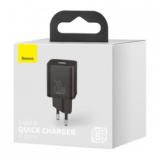 Baseus Super Si 1C rychlá nabíječka USB typu C 20 W Power Delivery černá (CCSUP-B01)