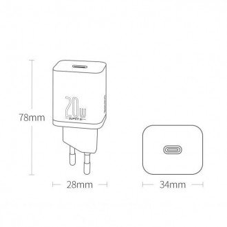 Baseus Super Si 1C rychlá nabíječka USB typu C 20 W Power Delivery černá (CCSUP-B01)