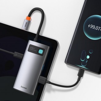 [RETURNED ITEM] Baseus Metal Gleam 4in1 multifunctional HUB USB Type C - USB Type C Power Delivery 100 W / HDMI 4K 30 Hz / 1x USB 3.2 Gen 1 / 1x USB 2