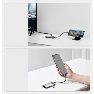 [RETURNED ITEM] Baseus Metal Gleam 4in1 multifunctional HUB USB Type C - USB Type C Power Delivery 100 W / HDMI 4K 30 Hz / 1x USB 3.2 Gen 1 / 1x USB 2