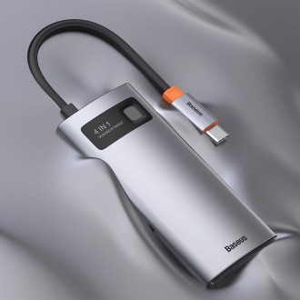 [RETURNED ITEM] Baseus Metal Gleam 4in1 multifunctional HUB USB Type C - USB Type C Power Delivery 100 W / HDMI 4K 30 Hz / 1x USB 3.2 Gen 1 / 1x USB 2